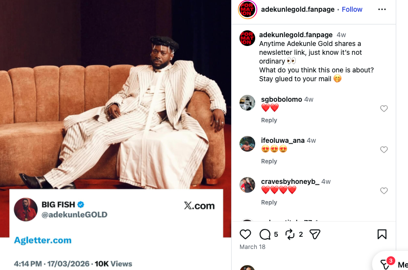 Adekunle Gold's email newsletter is a proven strategy to grow his creative business online