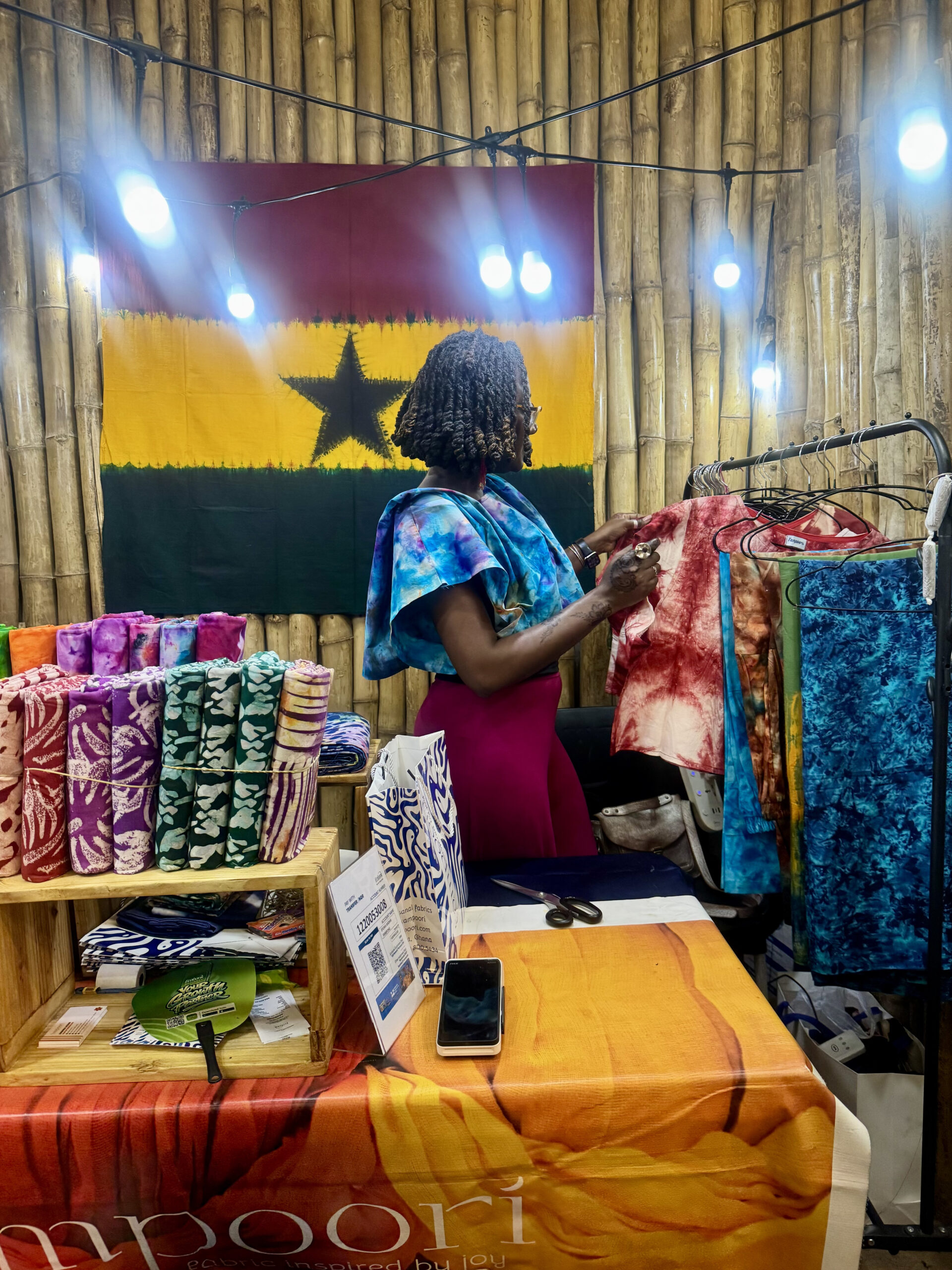 Ghanaian exhibitor, Tampoori at Stand 26 at the Ecobank Adire Lagos 2026. Credit: Creative Money Africa