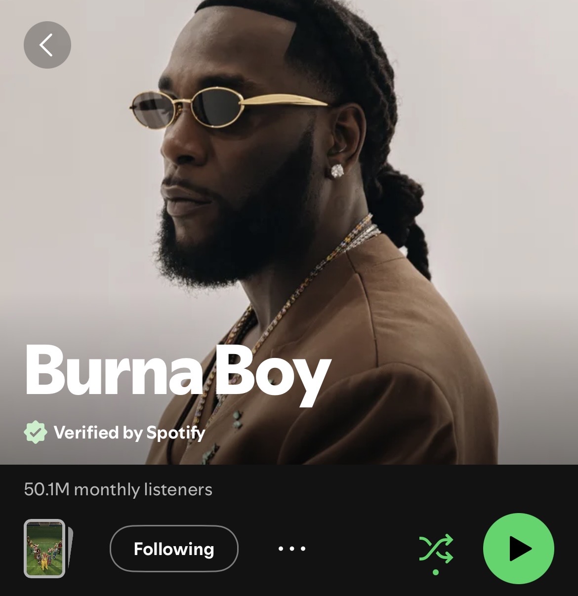 Burna Boy First African Artist to Hit 50 Million Spotify Listeners