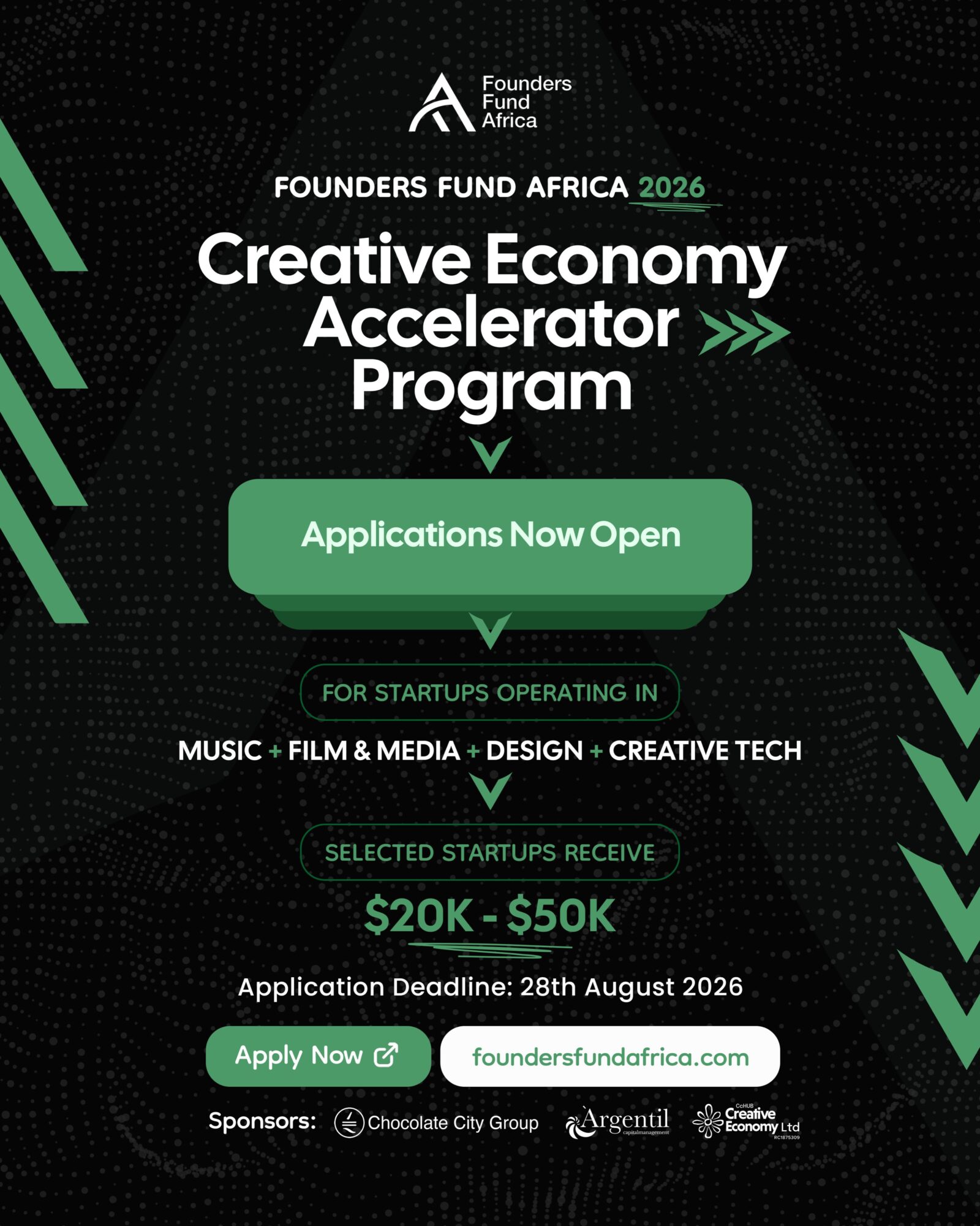 Founders Fund Africa 2026 applications open for creative startups across Africa