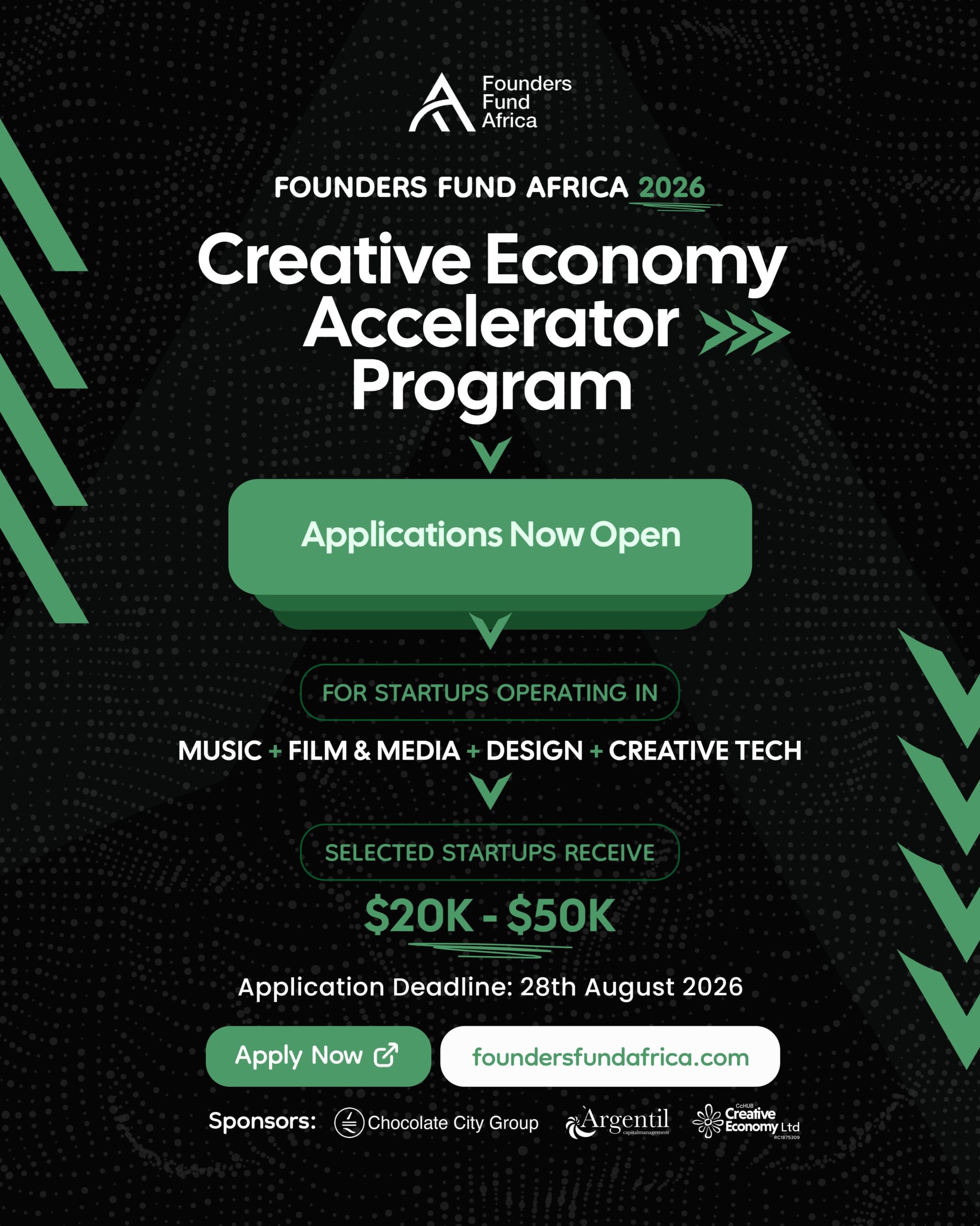 Founders Fund Africa 2026 applications open for creative startups across Africa
